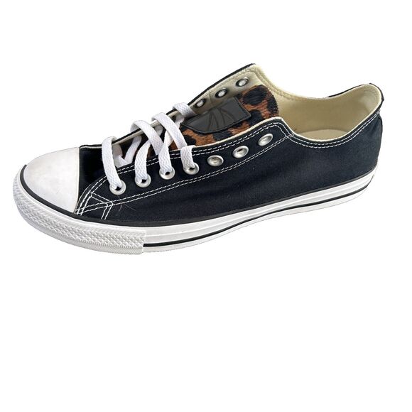 Converse Chuck Taylor Black Low Top Leopard Print Tongue Sneaker M 9.5/W 11.5 main image 10